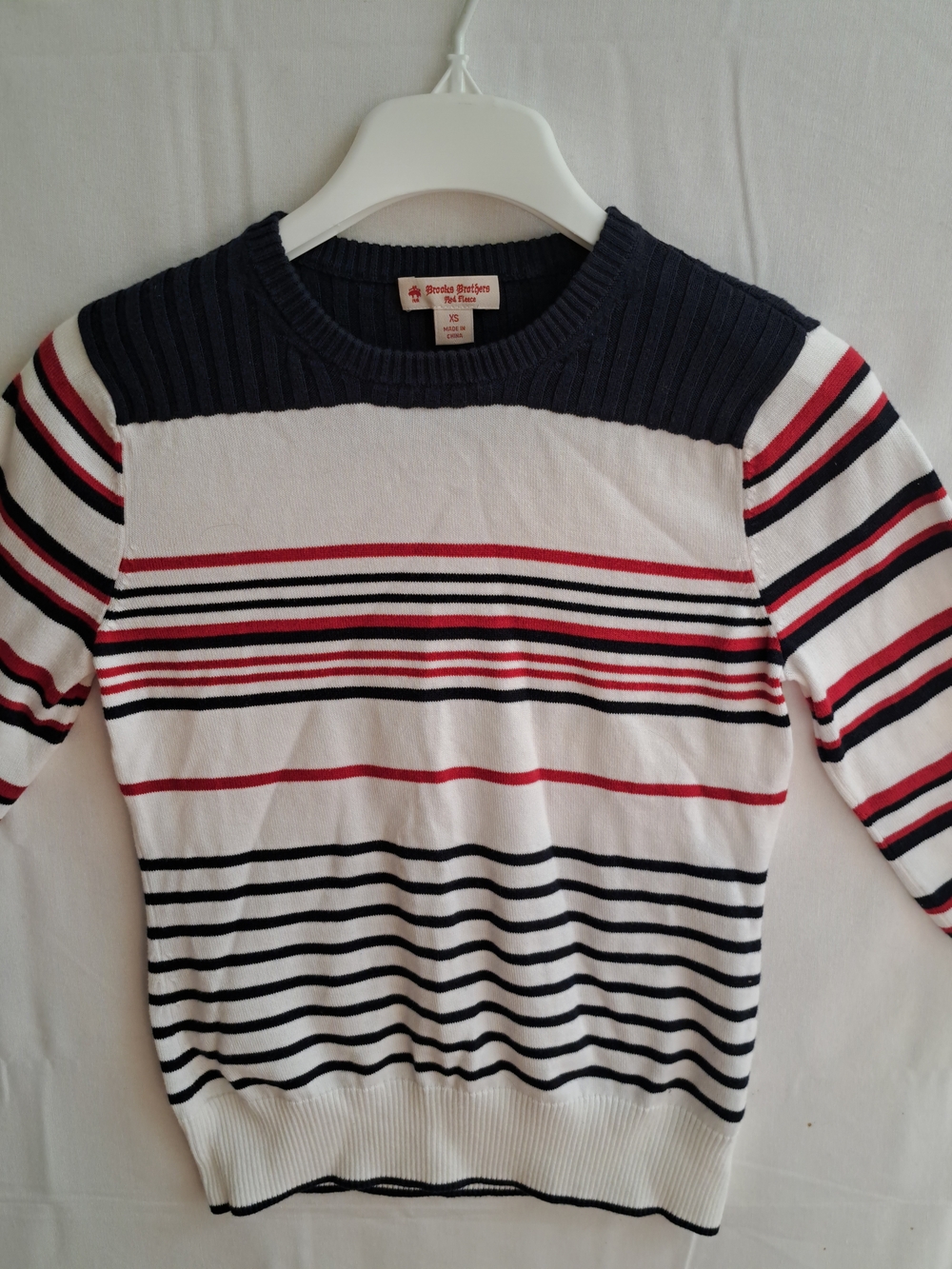 Brooks Brothers Red Fleece Womens XS Striped Crewneck Sweater Navy Red White - Picture 2 of 4